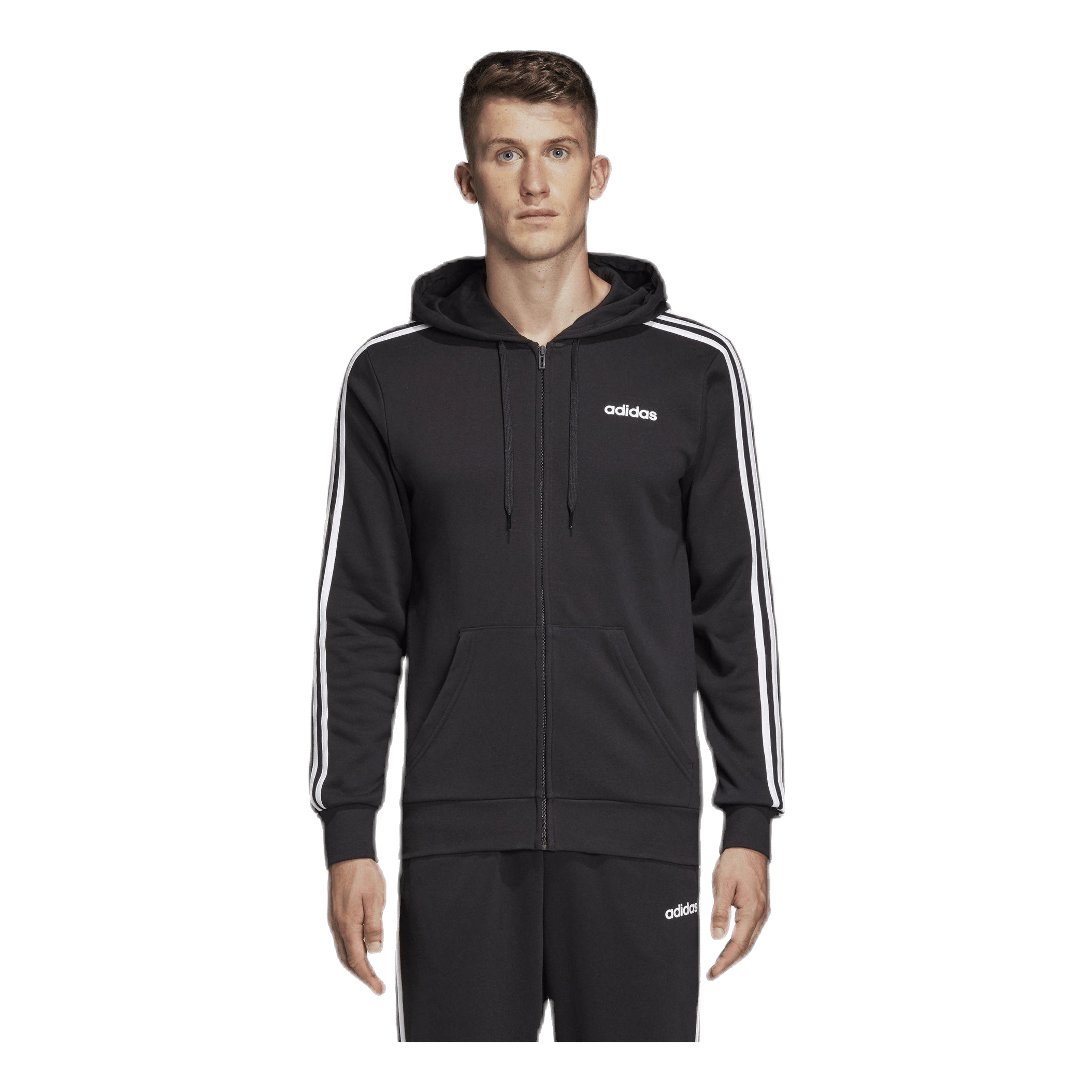 ADIDAS Essentials 3 Stripes Fullzip French Terry Black / White 2 ADIDAS Essentials 3 Stripes Fullzip French Terry Black / White - Image 2