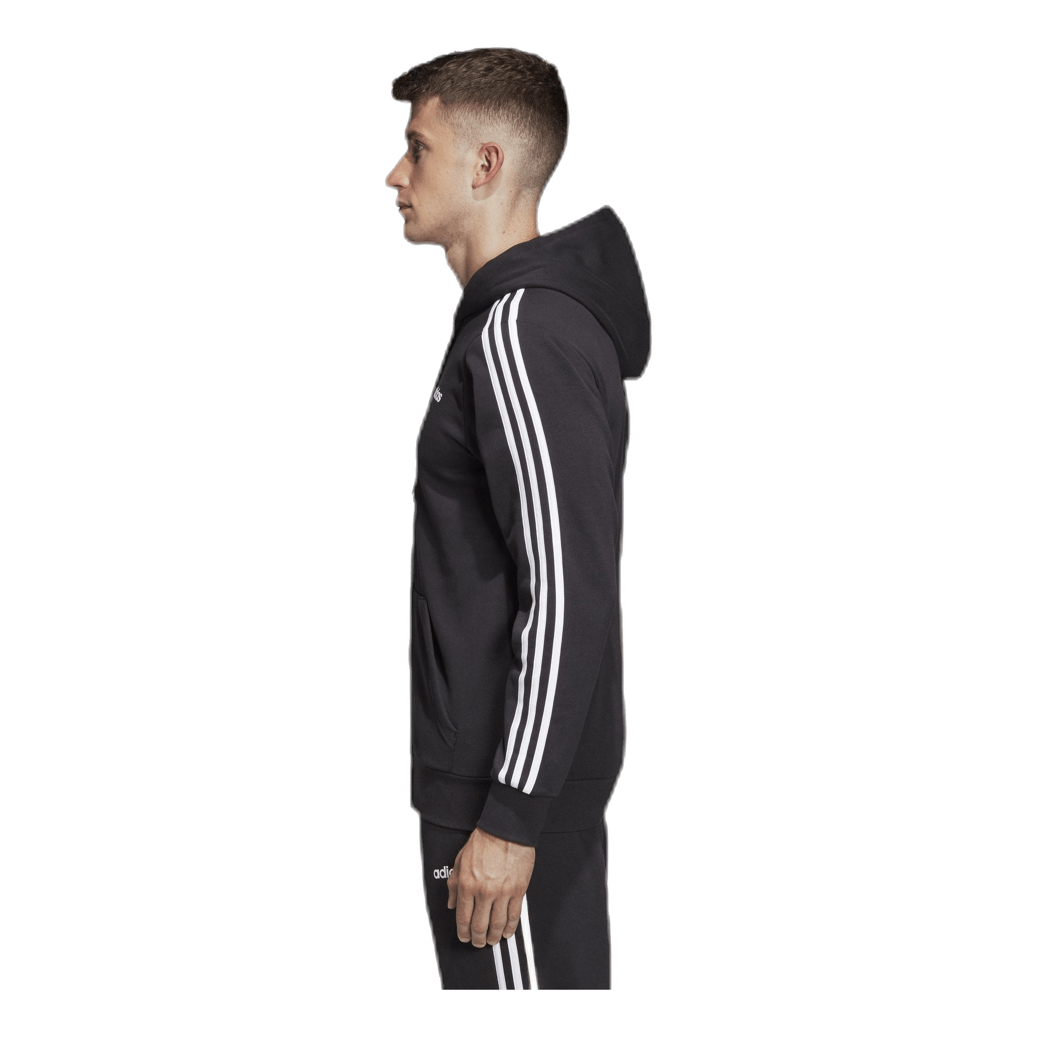 ADIDAS Essentials 3 Stripes Fullzip French Terry Black / White 3 ADIDAS Essentials 3 Stripes Fullzip French Terry Black / White - Image 3