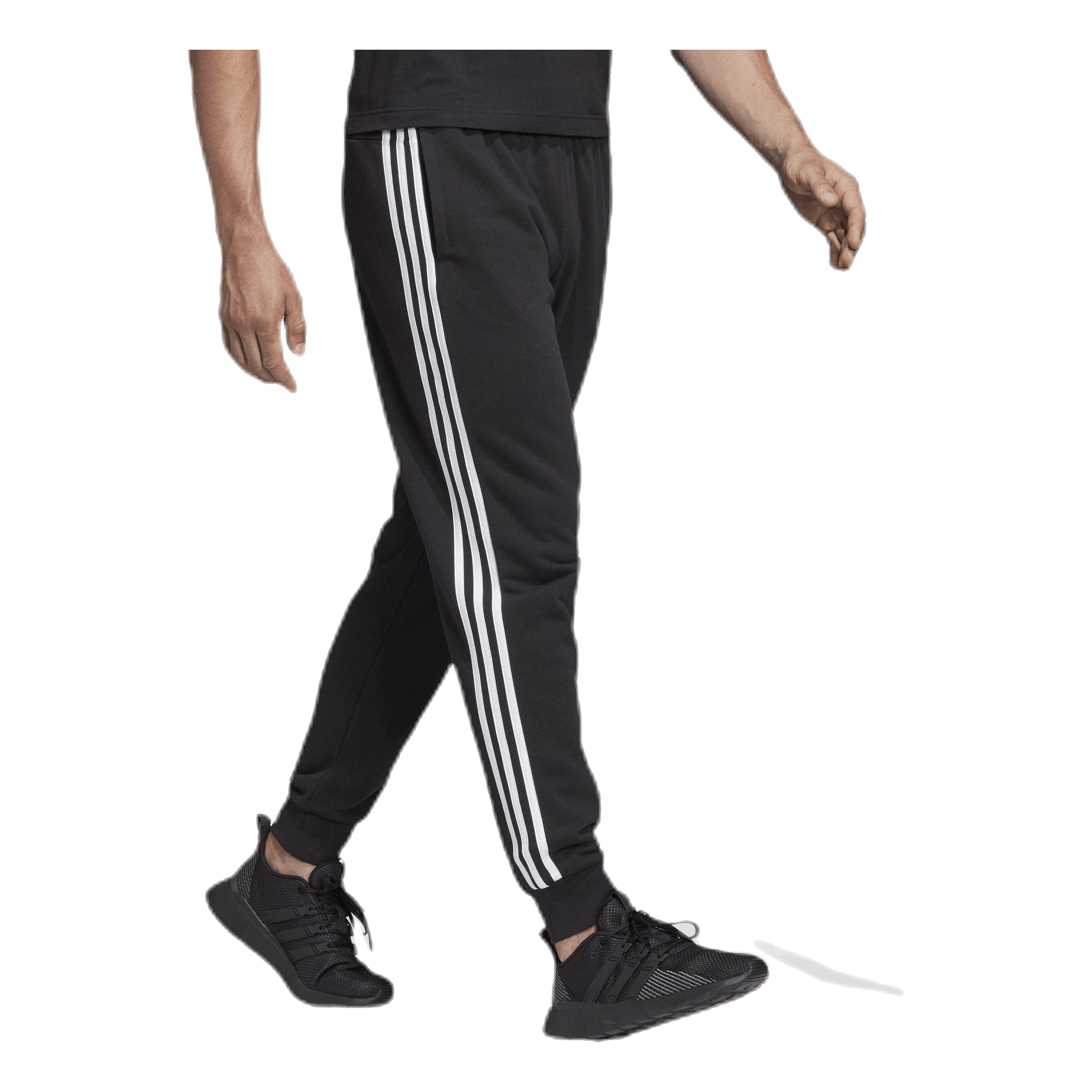 ADIDAS Essentials 3 Stripes Tapered Pant Ft Cuffed Black / White 4 ADIDAS Essentials 3 Stripes Tapered Pant Ft Cuffed Black / White - Image 4