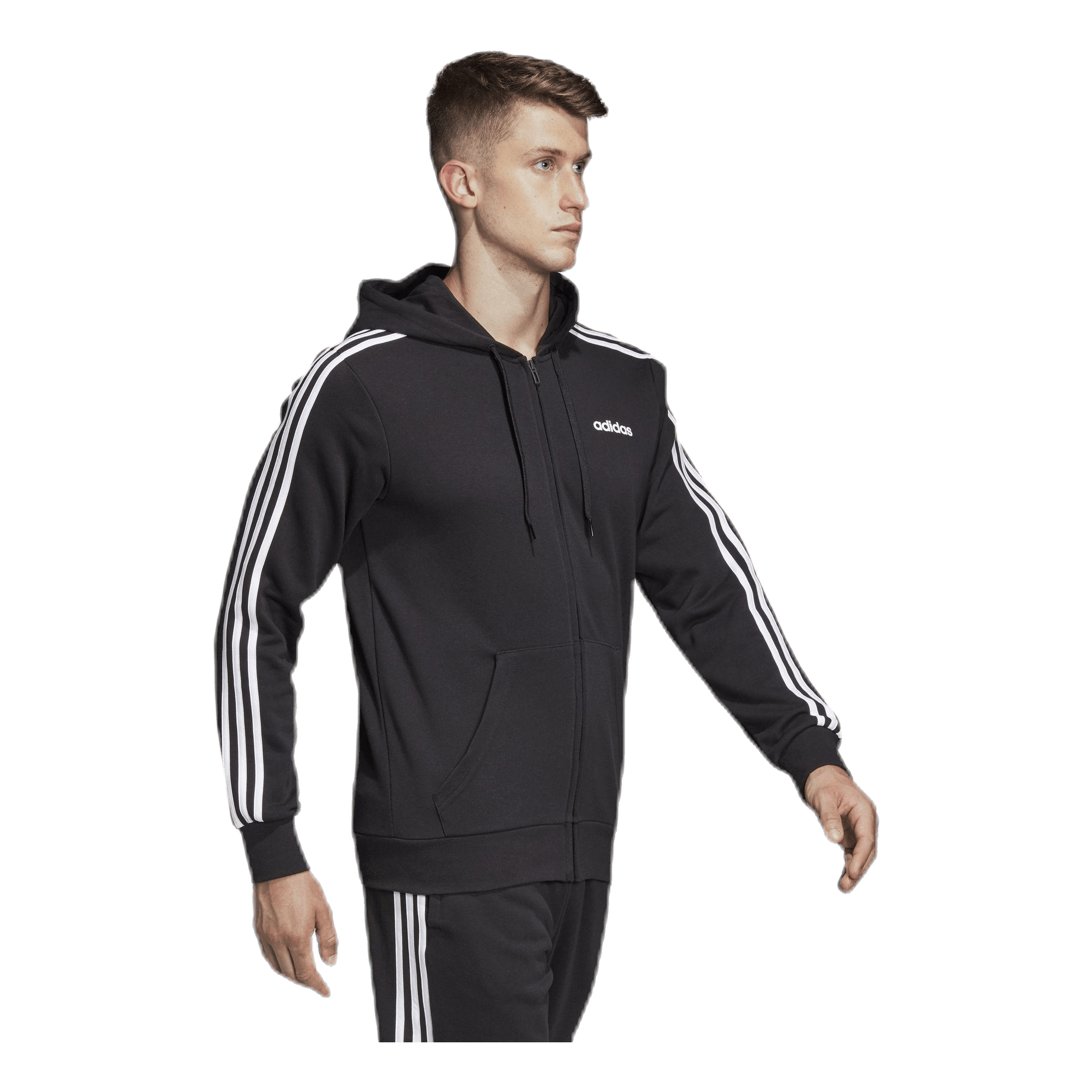 ADIDAS Essentials 3 Stripes Fullzip French Terry Black / White 5 ADIDAS Essentials 3 Stripes Fullzip French Terry Black / White - Image 5
