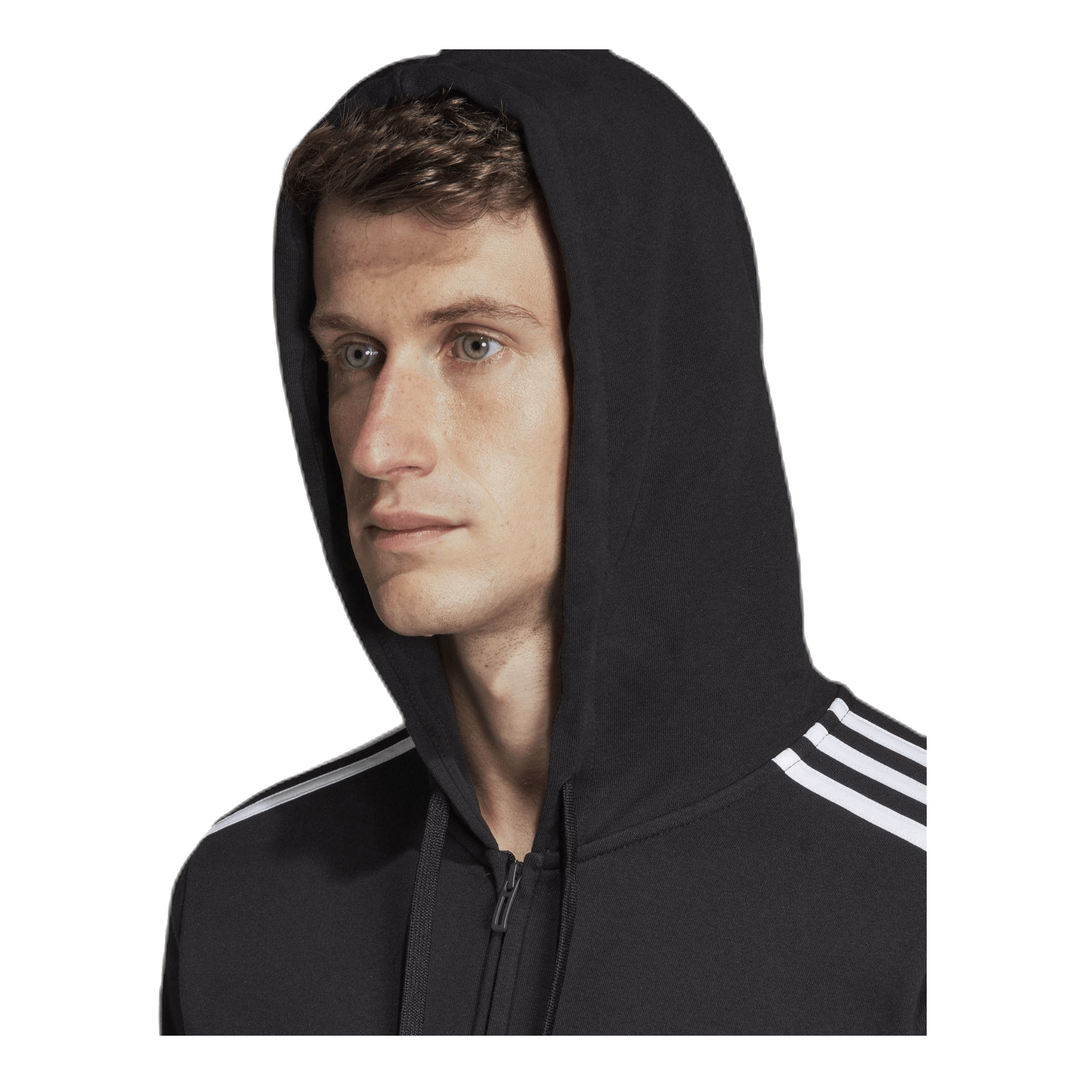 ADIDAS Essentials 3 Stripes Fullzip French Terry Black / White 10 ADIDAS Essentials 3 Stripes Fullzip French Terry Black / White - Image 10
