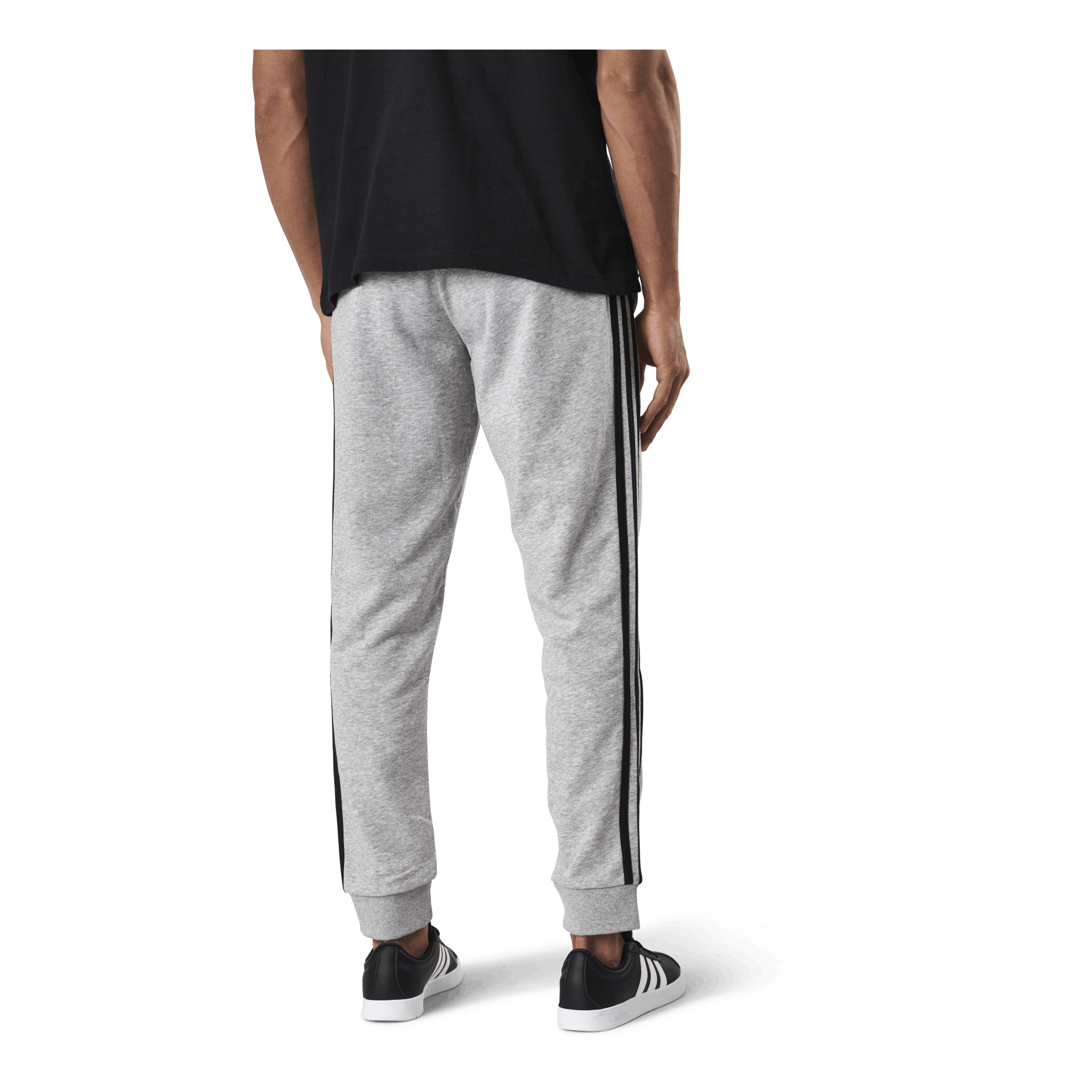 ADIDAS Essentials Tapered Cuff 3 Stripes Pants Medium Grey Heather / Black 2 ADIDAS Essentials Tapered Cuff 3 Stripes Pants Medium Grey Heather / Black - Image 2