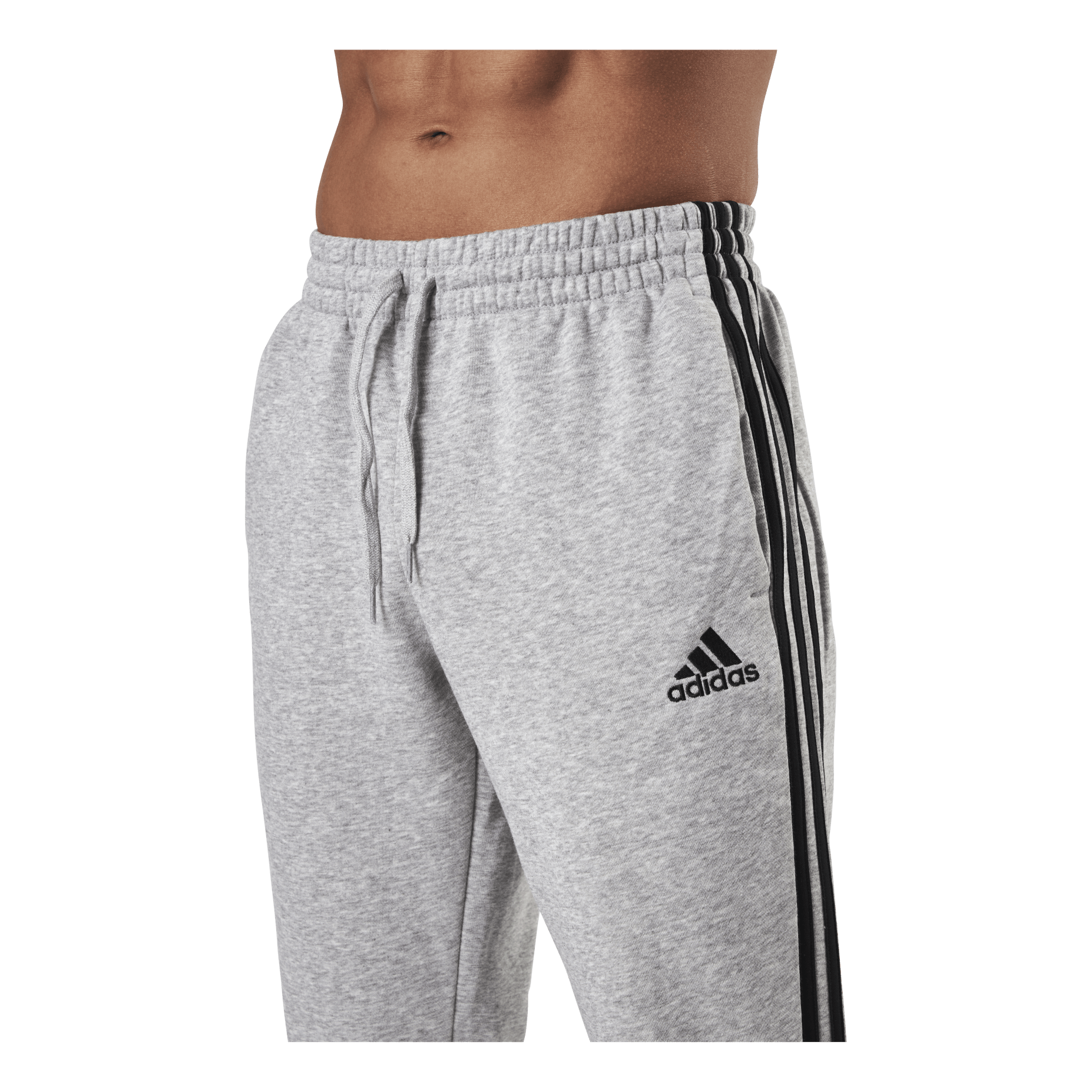 ADIDAS Essentials Tapered Cuff 3 Stripes Pants Medium Grey Heather / Black 4 ADIDAS Essentials Tapered Cuff 3 Stripes Pants Medium Grey Heather / Black - Image 4