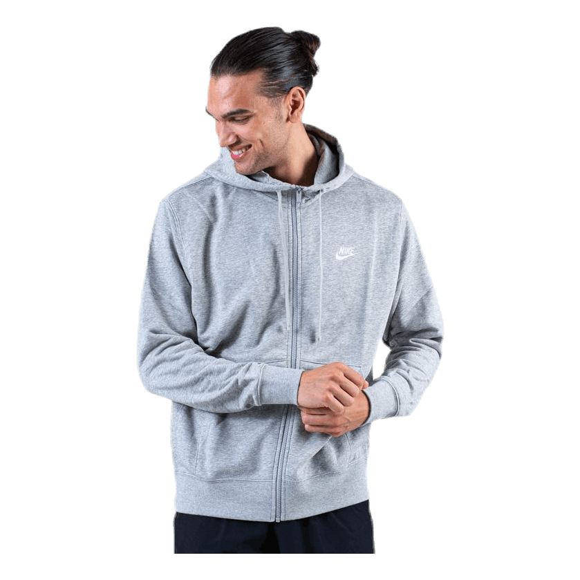 Nike Sportswear Club Men's Full-Zip Hoodie DK GREY HEATHER/MATTE SILVER/WHITE 2 Nike Sportswear Club Men's Full-Zip Hoodie DK GREY HEATHER/MATTE SILVER/WHITE - Image 2