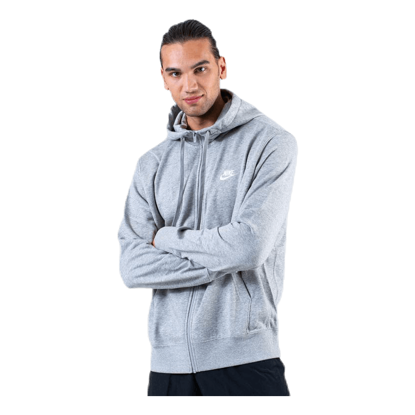 Nike Sportswear Club Men's Full-Zip Hoodie DK GREY HEATHER/MATTE SILVER/WHITE 3 Nike Sportswear Club Men's Full-Zip Hoodie DK GREY HEATHER/MATTE SILVER/WHITE - Image 3