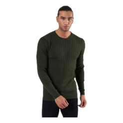Jack & Jones Blacamp Cable Knit Crew Neck Black