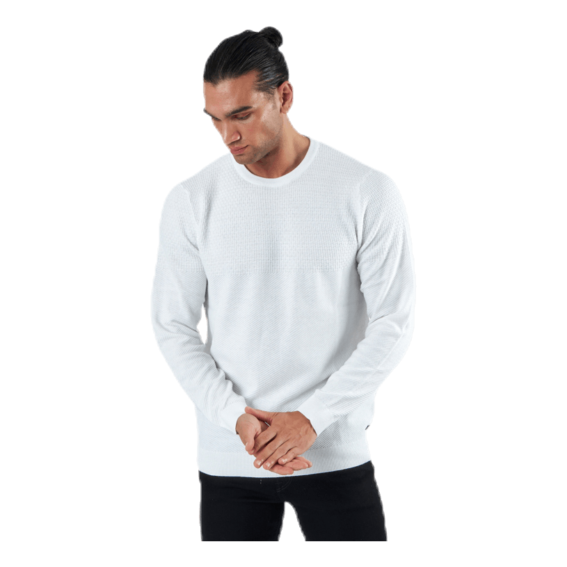 Jack & Jones Blacamp Knit Structure Crew Neck White 1 Jack & Jones Blacamp Knit Structure Crew Neck White