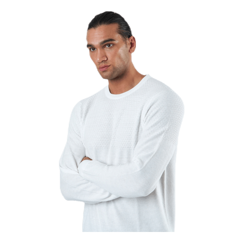 Jack & Jones Blacamp Knit Structure Crew Neck White 3 Jack & Jones Blacamp Knit Structure Crew Neck White - Image 3