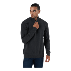 Jack & Jones Jjebasic Knit Half Zip Dark Grey Melange