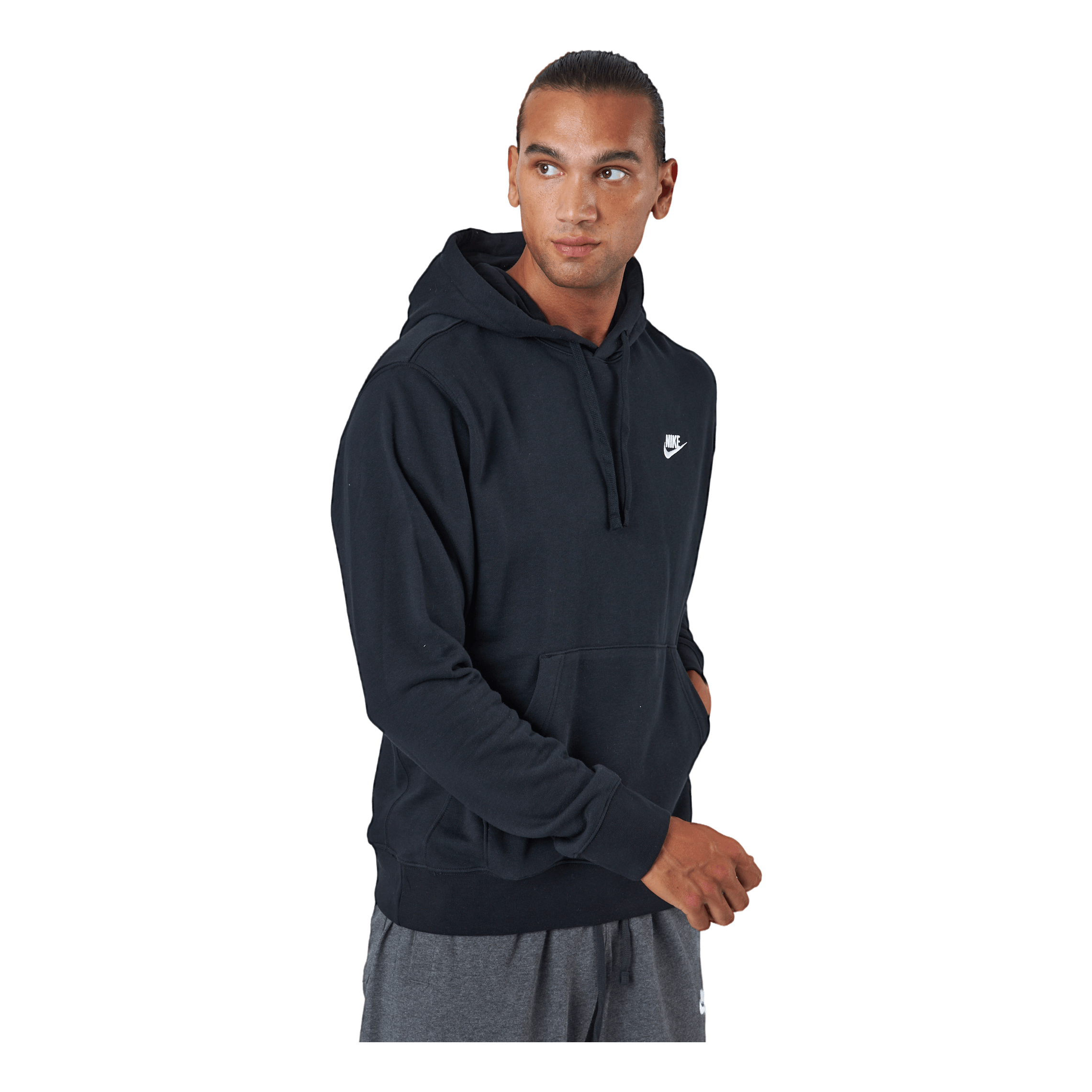 Nike Sportswear Club Men's Pullover Hoodie BLACK/BLACK/WHITE 2 Nike Sportswear Club Men's Pullover Hoodie BLACK/BLACK/WHITE - Image 2