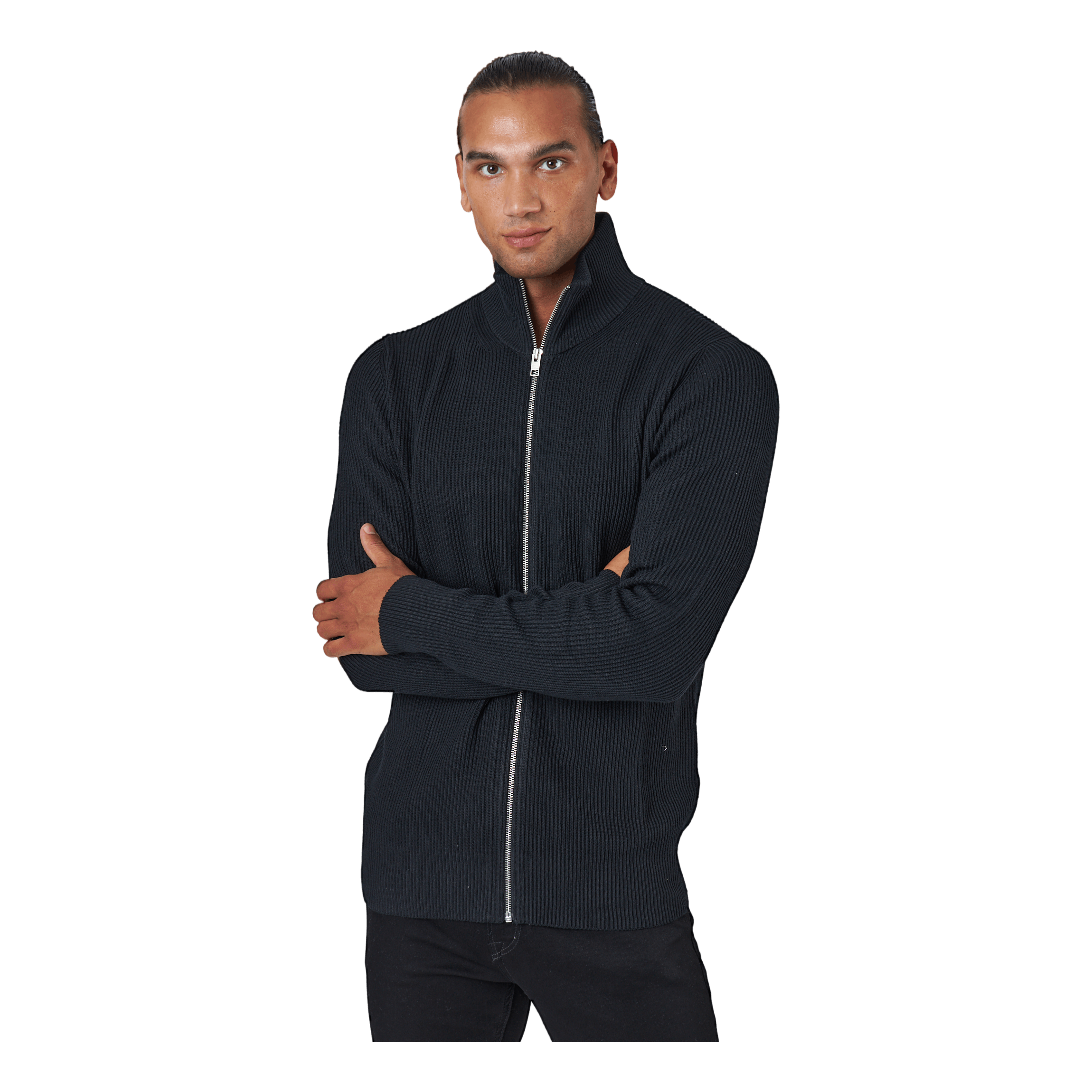 Jack & Jones Jprperfect Knit Zip Cardigan Black 2 Jack & Jones Jprperfect Knit Zip Cardigan Black - Image 2