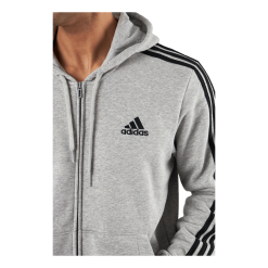 ADIDAS Essentials Fleece 3-Stripes Full-Zip Hoodie Medium Grey Heather -Takit Myyntikauppa 60929 11 004