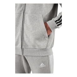 ADIDAS Essentials Fleece 3-Stripes Full-Zip Hoodie Medium Grey Heather -Takit Myyntikauppa 60929 11 005