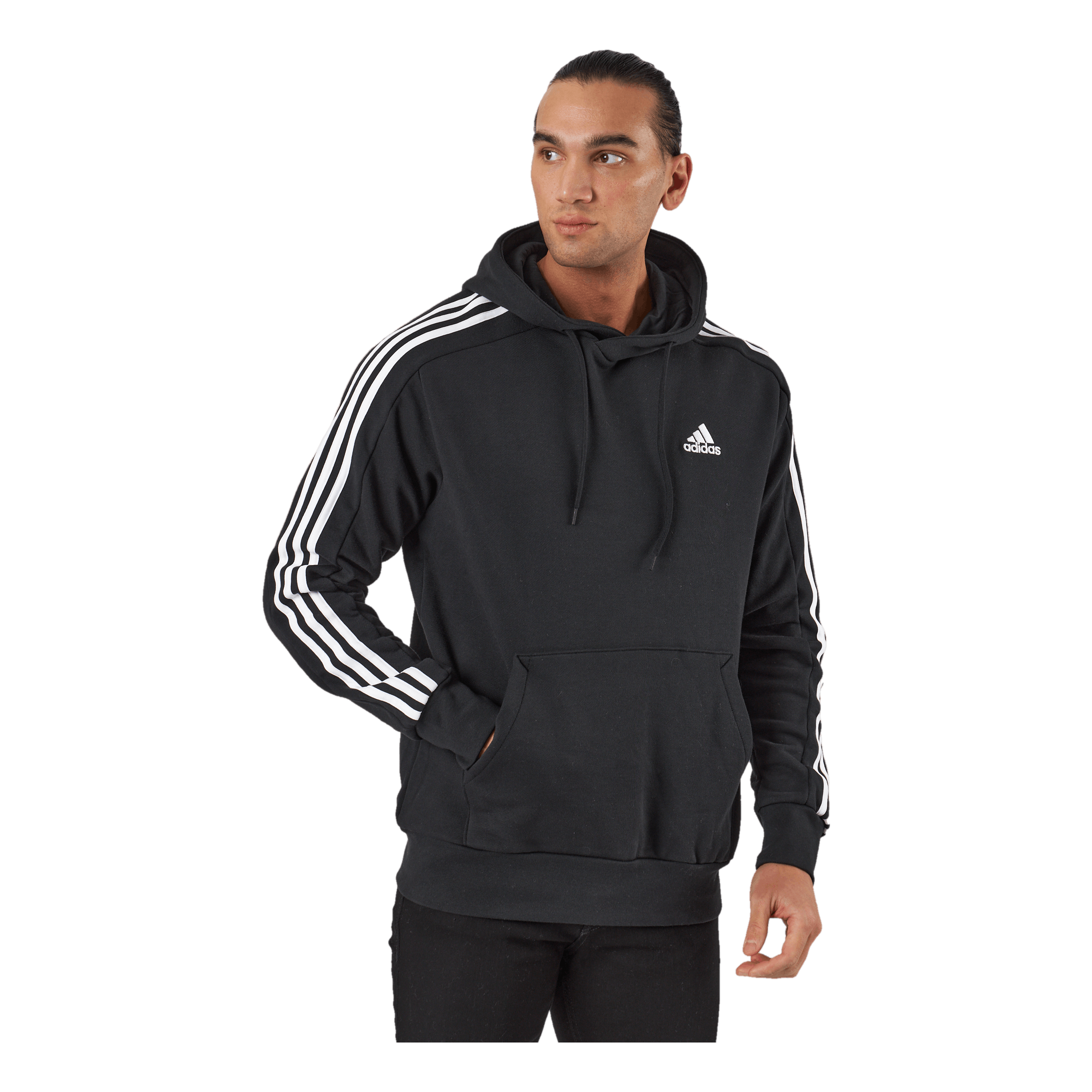 ADIDAS Essentials French Terry 3-Stripes Hoodie Black 2 ADIDAS Essentials French Terry 3-Stripes Hoodie Black - Image 2