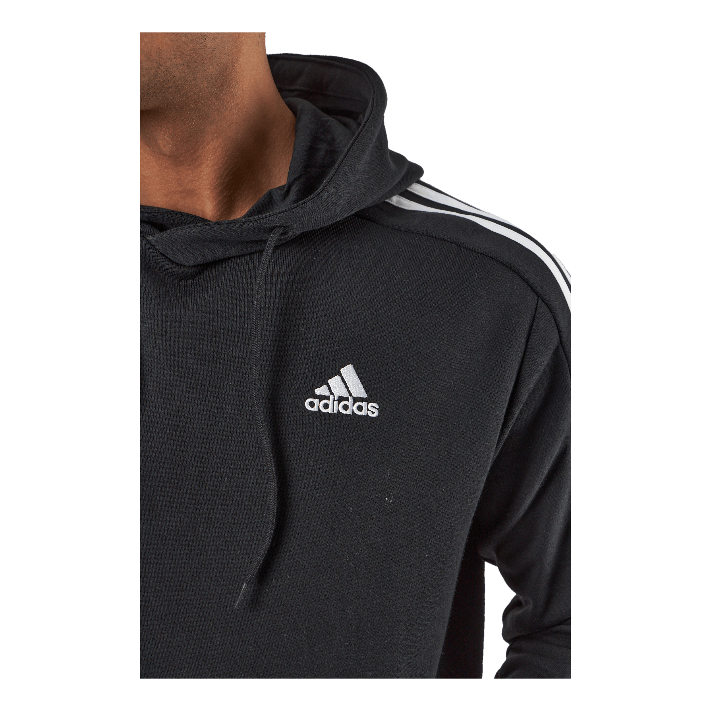 ADIDAS Essentials French Terry 3-Stripes Hoodie Black 4 ADIDAS Essentials French Terry 3-Stripes Hoodie Black - Image 4
