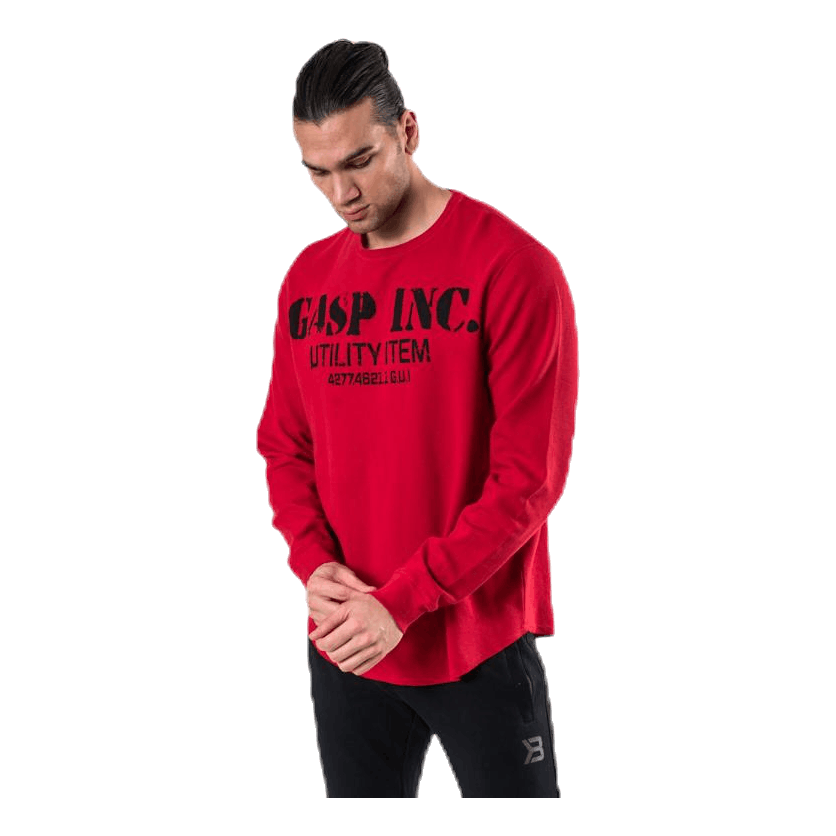 GASP Thermal Gym Sweater Red 2 GASP Thermal Gym Sweater Red - Image 2